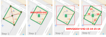 UBID is an easily constructible unique geospatial identifier for buildings. Graphics for the four-step process for UBID.