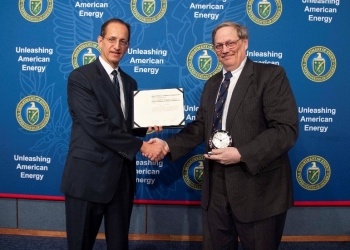Roger Lewis, right, and with Associate Deputy Administrator for Defense Programs Phil Calbos.