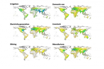 This map is an example from the global gridded data set that shows the spatial distribution of annual mean water withdrawal in six sectors. This map is an example from the global gridded data set that shows the spatial distribution of annual mean water withdrawal in six sectors.