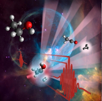 The trihydrogen cation, H3+, plays a major role in interstellar chemistry where it facilitates the formation of water and organic molecules. Researchers have discovered how the cation forms when organic molecules are excited by an intense laser pulse. The trihydrogen cation, H3+, plays a major role in interstellar chemistry where it facilitates the formation of water and organic molecules. Researchers have discovered how the cation forms when organic molecules are excited by an intense laser pulse.