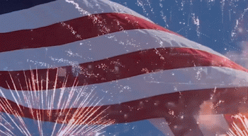 Fourth of July image - flag and fireworks