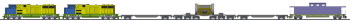 Diagram of a long train on tracks.