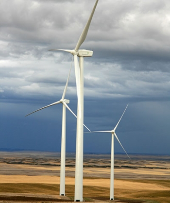 wind turbines in a field.
