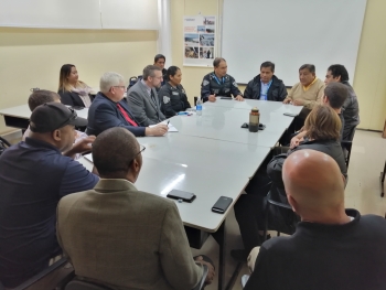 Technical teams from the Peruvian National Police and NNSA meet to coordinate the nuclear security plan.