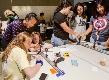 More than 40 high school students from across Northern California participated in the lab's SAGE-S camp, where they worked on team science projects and learned communication and leadership skils. More than 40 high school students from across Northern California participated in the lab's SAGE-S camp, where they worked on team science projects and learned communication and leadership skils.