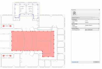 Systems Analysis allows Revit users to quickly group building regions into thermal zones and connect those to different types of HVAC systems. In this image, the âCore Eastâ zone is connected to a VAV air handler. Systems Analysis allows Revit users to quickly group building regions into thermal zones and connect those to different types of HVAC systems. In this image, the âCore Eastâ zone is connected to a VAV air handler.