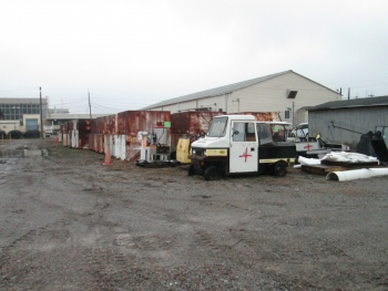 Before and after images of the south storage area of the C-740 Material Yard.