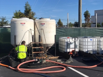 A bioinjection solution mixing station at LMâs Pinellas County Site.