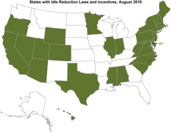 States with Idle Reduction Laws and Incentives, August 2019