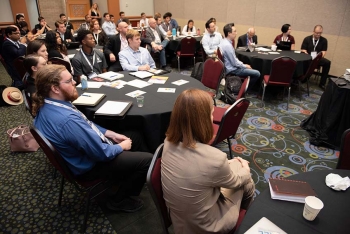 Students and faculty advisors listen intently as Solar District Cup organizers present at the Warmup Workshop at Solar Power International. Students and faculty advisors listen intently as Solar District Cup organizers present at the Warmup Workshop at Solar Power International.
