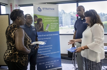 Employees with Strativia, a subcontractor to Savannah River Nuclear Solutions (SRNS), meets with SRNS buyers to discuss development opportunities at the Savannah River Site.