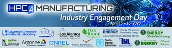 HTC4 Manufacturing Industry Engagement Day - April 15-16, 2020. The image also lists several national labs that will be participating.