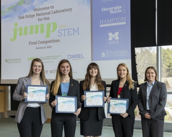 The winning team from Georgia Institute of Technology (From Left: Kira OâHare, Katie Earles, Taylor Sparacello, and Catherine Moore).