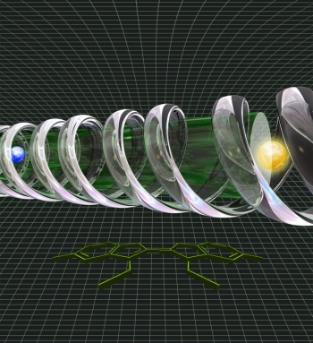 DNA and a new type of molecular aggregates act as a molecular bridge in artificial light-harvesting systems, connecting light-absorbing and light-emitting molecules. Experiments suggest almost no energy loss during the transfer. DNA and a new type of molecular aggregates act as a molecular bridge in artificial light-harvesting systems, connecting light-absorbing and light-emitting molecules. Experiments suggest almost no energy loss during the transfer.