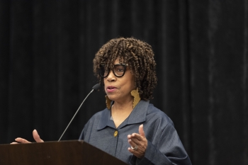 Melinda Downing, manager of the DOE EJ Program, speaks at the 2019 National Environmental Justice Conference and Training Program.