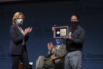 NNSA Administrator Lisa E. Gordon-Hagerty presented special awards to employees at a virtual staff meeting during her visit.
