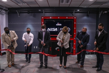 NNSA Administrator Lisa E. Gordon-Hagerty, joined by officials from NNSA's Office of Information Management, Switch, and the Nevada Field Office, open the new Emergency Communications Network in Las Vegas.