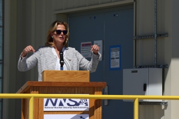 NNSA Administrator Lisa E. Gordon-Hagerty celebrates the completion of completion of the Argus security project at the Device Assembly Facility at the Nevada National Security Site.