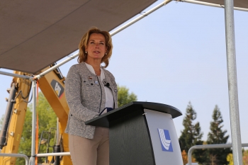 NNSA Administrator Lisa E. Gordon-Hagerty speaks during the groundbreaking ceremony of the Emergency Operations Center at Lawrence Livermore National Laboratory.