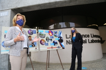 NNSA Administrator Lisa E. Gordon-Hagerty thanks the team after receiving an outdoor briefing on what Lawrence Livermore National Laboratory has accomplished during the NNSA era.