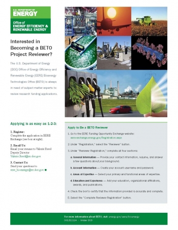 Cover page for the BETO Reviewer Flyer