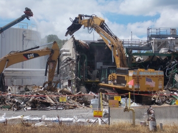 Workers at the West Valley Demonstration Project (WVDP) demolished a nearly 7,000-square-foot utility building, shown here, earlier this year.