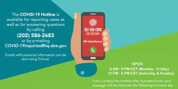 DOE COVID Hub Hotline graphic