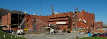 Demolition of the Building 9210, at left, is nearing completion, and crews will soon begin tearing down the six-story Building 9207, at right.