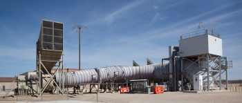 A view of the Waste Isolation Pilot Plant 700-C ventilation fan, which has successfully undergone an initial short-duration test as a first step toward restarting the system.