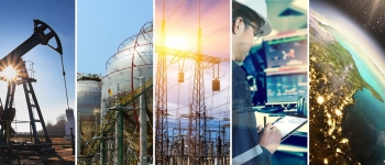 Photo composite showing grid-related activities