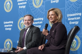 Undersecretary for Nuclear Security and NNSA Administrator Lisa E. Gordon-Hagerty and Department of Energy Deputy Secretary Dan Brouillette share words of wisdom at NNSA headquarters leadership event