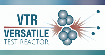 Versatile Test Reactor graphic with atoms splitting