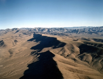 Aerial view of the crest of Yucca Mountain