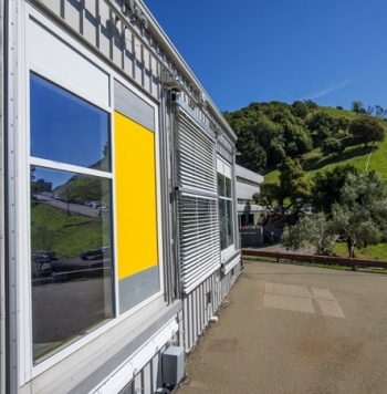 Building-integrated heat and moisture exchanger, the AirFlow Panel, installed for evaluation at Lawrence Berkeley National Lab.