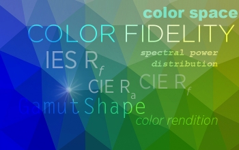 abstract graphic with terms related to color fidelity research.