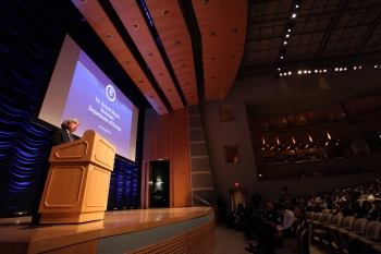 Secretary Moniz speaking to the crowd at the Datapalooza