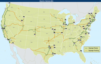Electric Vehicle Charging Corridor Map as of January 5, 2017