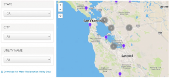 Screenshot of the Reclaimed Wastewater map.