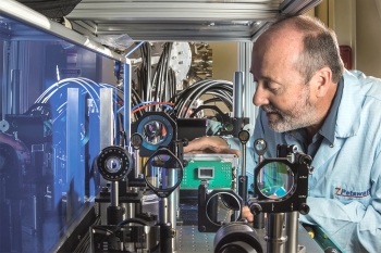 Sandia physicist sets ultrafast multi-frame digital X-ray camera in place at Z machine facility.
