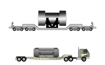 Illustration showing relative sizes of typical rail and truck casks
