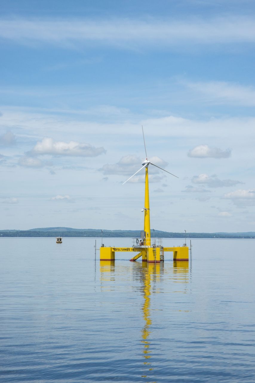 Photo of an offshore wind turbine.