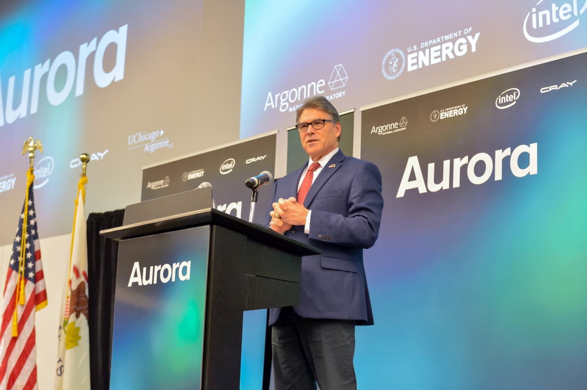 Secretary Rick Perry announced Aurora exascale supercomputer