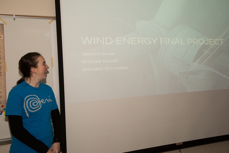 Team member Jessica Bauer presenting in a Wind Engineering class. Team member Jessica Bauer presenting in a Wind Engineering class.