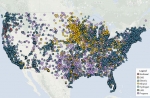 Map showing alternative fueling stations across the United States.