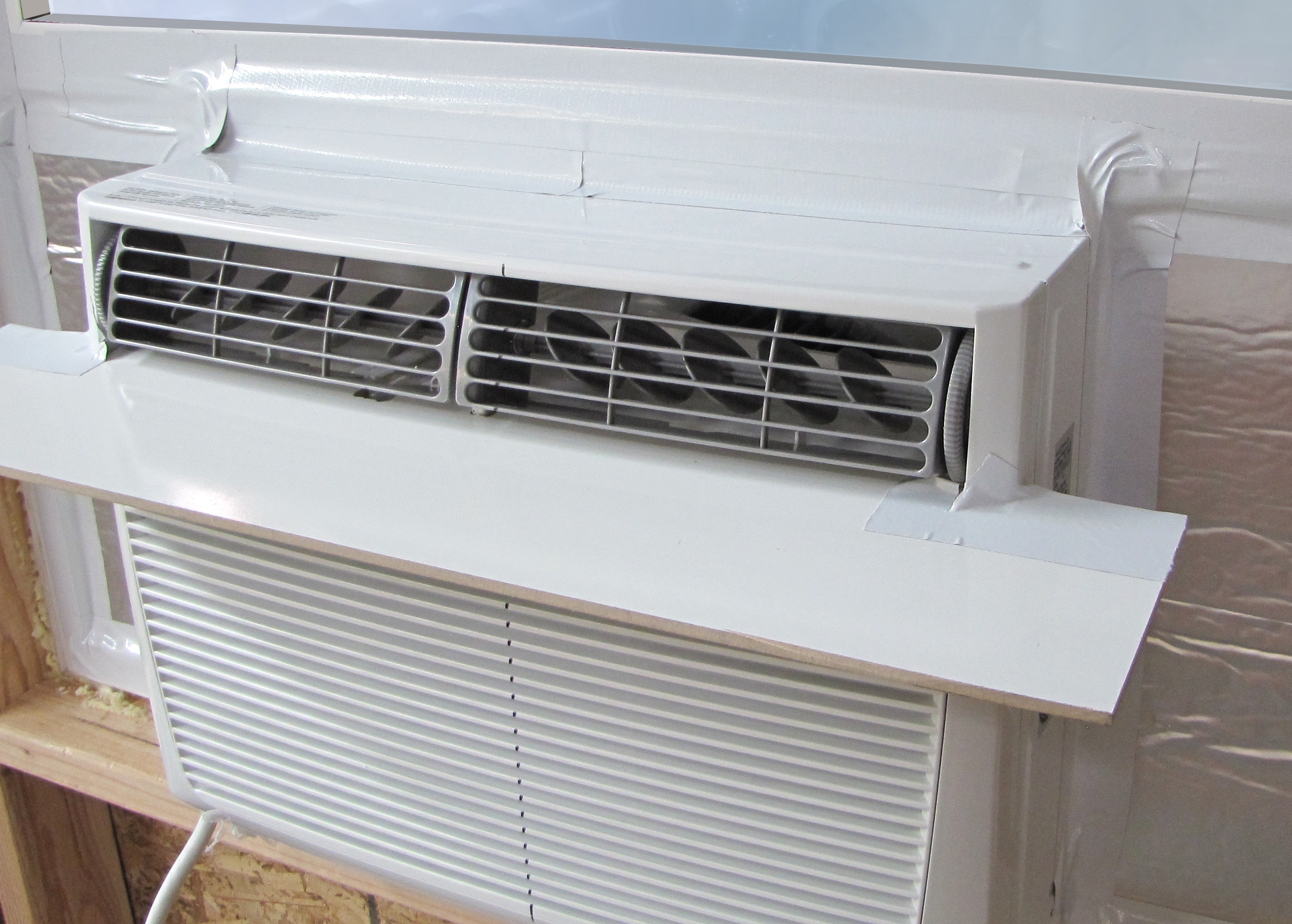 Comprehensive performance tests led to affordable methods for increasing the energy efficiency of window air conditioners. Photo of a window air conditioner.