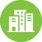 Icon of a small cluster of buildings representing a district.